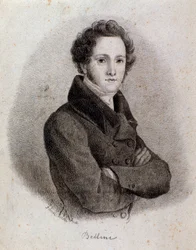 Vincenzo Bellini olasz zeneszerző portréja (metszet. XIX. század)