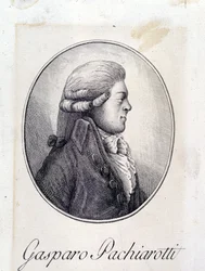Gasparo Pacchierotti (Pacchiarotti) olasz kasztrált portréja (1740 - 1821). századi metszet.