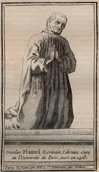 Nicolas Flamel francia alkimista (1330-1418) portréja - Metszet - Nicolas Flamel angol alkimista portréja - Metszet Magángyűjtemény