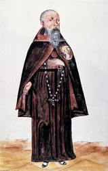 A ferences rend egy szerzetesének ábrázolása a "Trujillo del Peru"-ból vagy a "Codex Martinez Companion"-ból, Baltazar Martinez Companion és Bujanda, Trujillo püspöke (1782-1785)