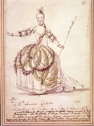 Szcenográfia: jelmezrajz Jean Philippe (Jean-Philippe) Rameau (1683-1764) pásztori „Zais” című művéhez 1761. Akvarell.
