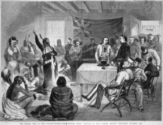 Sitting Bull and Buffalo Bill: Sitting Bull Council a Fort Walsh-ban, Brit Területen, az indiánokkal vívott háború alatt, 1877. október