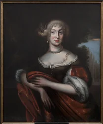 Sophie Amelie de Nassau Siegen, német hercegnő, de Courlande hercegnő (Lettország) - Sophie Amalie Nassau-Siegen grófnő (1650-1688), Kurland hercegnő, névtelen portréja. Olajfestmény. Mérete: 90x74 cm. Nemzeti Múzeum Stockholm