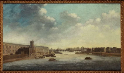 A Grande Galerie du Louvre, a Porte Neuve, a Pont-Neuf, a Cité, a Tour de Nesle és a Quai Malaquais, 1640 körül, 1635 és 1645 között (olaj, vászon)