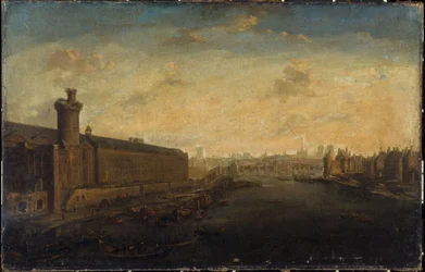 A Grande Galerie du Louvre, a Porte Neuve, a Pont-Neuf, a Cité, a Tour de Nesle és a Quai Malaquais, 1640 körül, a mai 1. és 6. kerület, 1635 és 1645 között (olaj, vászon).