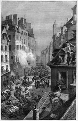 Az 1830-as forradalom. Harc a faubourg-i Saint-Antoine-ban.