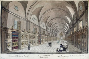 Vatikáni Bibliotheque (Apostoli Bibliotheque) Rómában, metszet