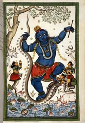 A brahman triász Vishnu Page istensége Stefano Nivibus Cardeira „Mogol története”” (Moghul vagy Moghol) kéziratából (8300 ms.). 18. század. Bibloteca marciana, Velence