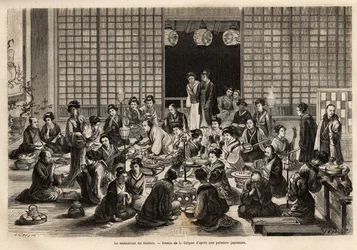 A Yokohama Színház étkezője állandóan megtelt, még az előadás ideje alatt is. Aime Humbert, a Svájci Államszövetség minisztere 1863–1864-es metszete a japán utazás szemléltetésére, megjelent a „le tour du monde” című folyóiratban.