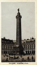 Vendome oszlop a párizsi Place du azonos nevű téren. század végi kromolitográfiája.