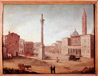 Kilátás a Santa Maria Maggiore-bazilikára (Santa Maria Maggiore) Rómában Anonymous akvarell. 18. századi Róma, római múzeum