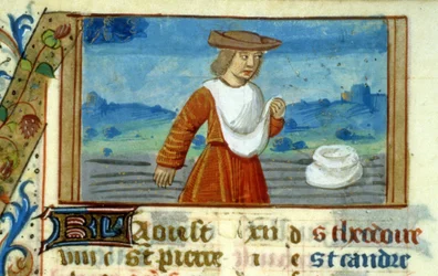 Szűz Magvető és Zodiákus – Középkori miniatűr (ref. 137, 049v) – Kérjen engedélyt a Toulouse-i Városi Könyvtártól (tel: 05 62 27 66 66)