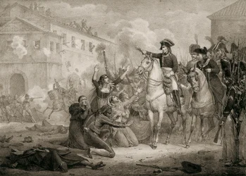 A spanyol függetlenségi háború (1808-1814): spanyolok kegyelemért könyörögnek Napóleonnak. Madrid, Nemzeti Könyvtár.