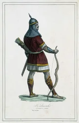 Harcos Kalmouk (Siberia Meridionale mongol népe) – P. Jouhanneaud abbé, Librairie des Bons Livres, Limoges „A föld különböző népei” című könyvében