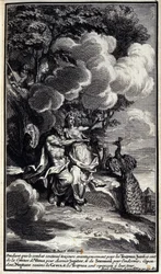 Míg a harc továbbra is előnyös a trójaiak számára, Junon Vénusz övét használja, hogy elbűvölje Jupitert, és elaludja, hogy elaltassa. A Neptunusz azonban feléleszti a görögöket, a trójaiakat pedig elfordítják. Homérosz Iliászának XIV. könyvének illusztráci