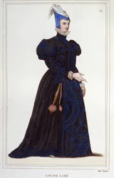 Louise Labbé vagy Labé (ver1524-1566) francia költő portréja. 1830-as metszet