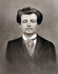 Alfred Jarry, 1900 körül (fekete-fehér fotó)