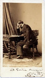 Giuseppe Verdi 1835 körül. fényképét a milánói museo della scala zeneszerző dedikálta