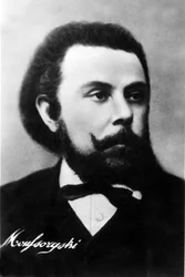 Modeszt Petrovics Muszorgszkij (1893-1881), orosz zeneszerző portréja. 19. századi fényképezés.
