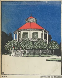 Bécs: Örömpavilon a Práterben Wien: Lusthaus im Prater, 1908.,