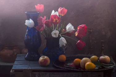 Hangulatos tulipánok csendélet