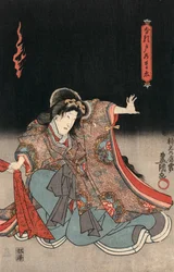 Ukiyo-e Lenyomat egy színészről egy női szerepben, Kunisada