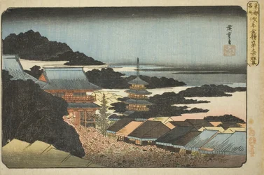 Tömegek az év végi vásáron az aszakusai Kinryuzan templomban (Asakusa Kinryuzan toshi no ichi gunshu), a "Híres helyek a keleti fővárosban (Toto meisho)" sorozatból
