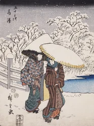 Fujisawa a Tokaido 53 állomása sorozatból, 1852 (színes fatömb nyomat)