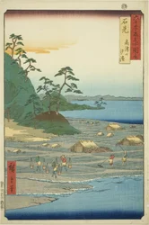 Iwami tartomány: Sós strandok a Takatsu-hegy közelében (Iwami, Takatsuyama shiohama), a "Híres helyek a hatvanpár tartományban (Rokujuyoshu meisho zue)" sorozatból.