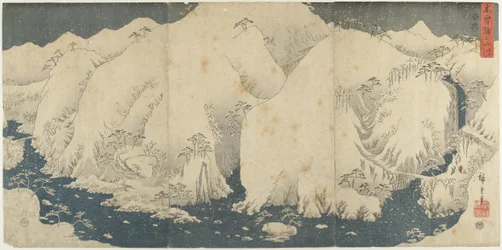 Hegy és folyó a Kiso-hágónál, 1857. augusztus