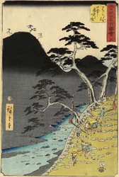 No.11 Folyó a hegyben éjszaka, Hakone, 1855 július