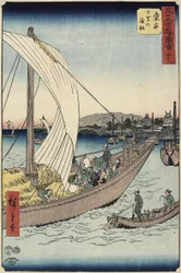 43. számú komphajó a Shichiri strandon, Kuwana, 1855. július
