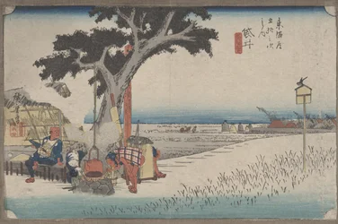 28. szám "Kültéri teázó Fukuroiban" A Tokaido 53 állomásáról