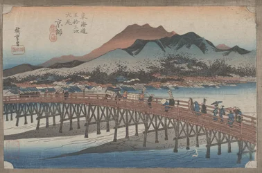 No. 55 "Kiotó: A Nagy Sanjo híd" A Tokaido 53 állomásáról, 1833 körül