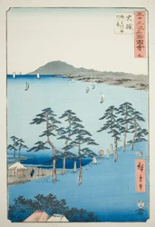 Oiso: Oiso, Shigitatsusawa Saigyoan), 9. sz. az "Ötvenhárom állomás híres látnivalója (Gojusan tsugi meisho zue)" sorozatból, amely a Vertikális Tokaido néven is ismert.