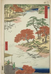 Akiba Shline körzetei fogadáskor (Akiba körzetében fogadáskor), a „Ridge for hálós gerincekért Edo nézetei (Edo száz híres képe)” sorozatból.