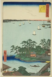 Shinagawa Susaki (Shinagawa Suzaki), a Te sorozatból: „A gerincek már láthatók, és az Edo (Edo száz híres nézete)”
