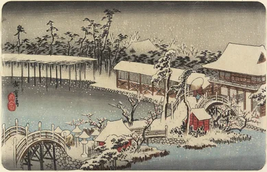 Hó a Kameido Tenman-szentély területén, 1832-1834