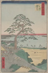 "The Armour-Hanging Pine Hakkeizaka" Edo 100 nézetéből
