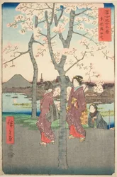 A Sumida rakpart a keleti fővárosban (Toto Sumida zutsumi), a "Harminchat kilátás a Fuji-hegyre (Fuji sanjurokkei)" sorozatból
