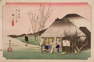 The Teahouse at Mariko, az „53 állomás a keleti parti úton” sorozatból, 1833 (fatömbnyomat)