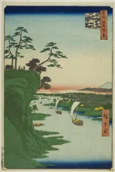 Konodai és a Tone folyó látképe (Konodai Tonegawa fukei), az "Edo száz híres látképe (Meisho Edo hyakkei)" sorozatból.