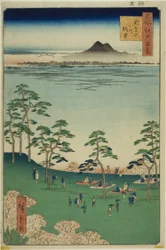 Kilátás északra az Asuka-hegyről (Asukayama kita no chobo), az "Edo száz híres látképe (Meisho Edo hyakkei)" sorozatból.