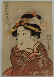 A színész Iwai Hanshiro V, mint Yaoya Oshici a "Famous Hit Performances" sorozatból, 1815 körül