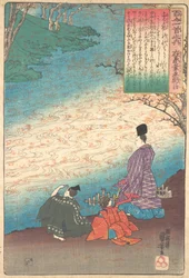 Költő két lappal a Tatsuta partján, kb. 1845.
