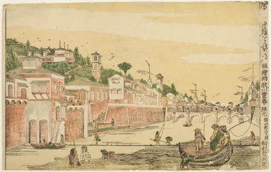 Horgászat (Senadori no zu), a "Dutch Perspective Pictures (Oranda uki-e)" sorozatból