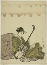 Shamisen-t játszó nő a szabadidős nők című sorozatából