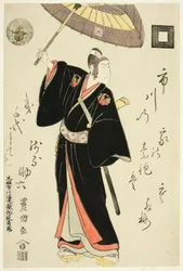A színész Ichikawa Danjuro VI Sukeroku szerepében az "Omiura Date no Nebiki" című darabban, amelyet a Nakamura Színházban 1799 harmadik hónapjában mutattak be.
