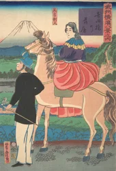 Leszálló libák a Yoshida hídnál [angol pár] Yoshidabashi no rakugan [1861. I. hónap.