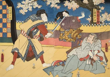 Jelenet a Genji monogatari-ból (Genji meséje), Murasaki Shibuku (sz. 978) c. 1860 (színes fatömbnyomat)